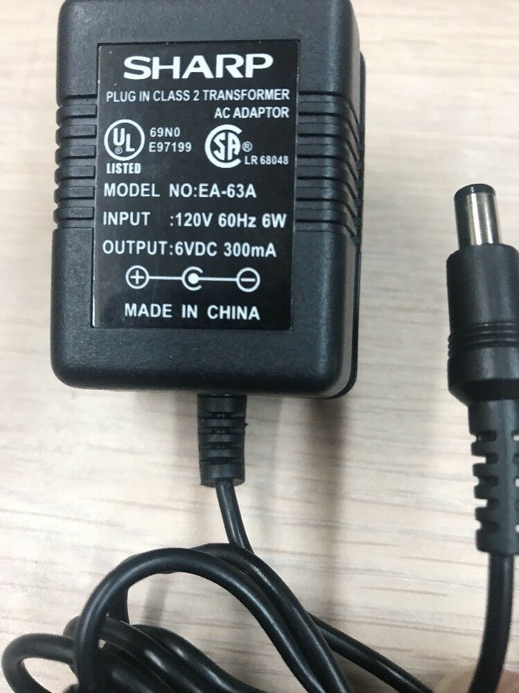 NEW Sharp EA-63A AC Power Supply Adapter Charger 6V DC 300mA - Click Image to Close